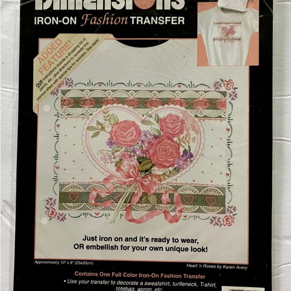 NEW 2 VTG Dimensions Iron-On Fashion Transfer 90s Roses Flowers Kawaii Pink - Picture 5 of 8